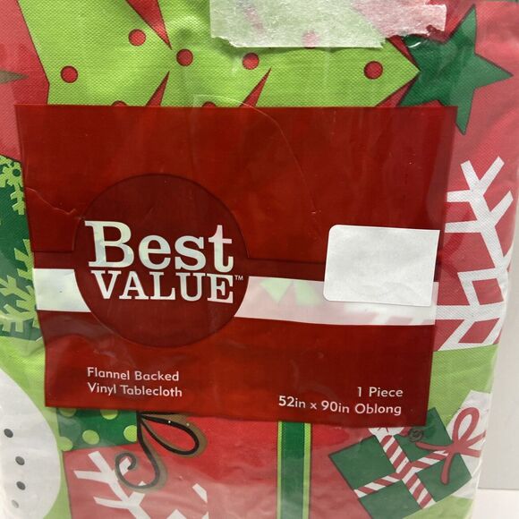 Best Value Flannel Backed Tablecloth 52 x 90 Oblong Christmas Design 2008 - Picture 2 of 5
